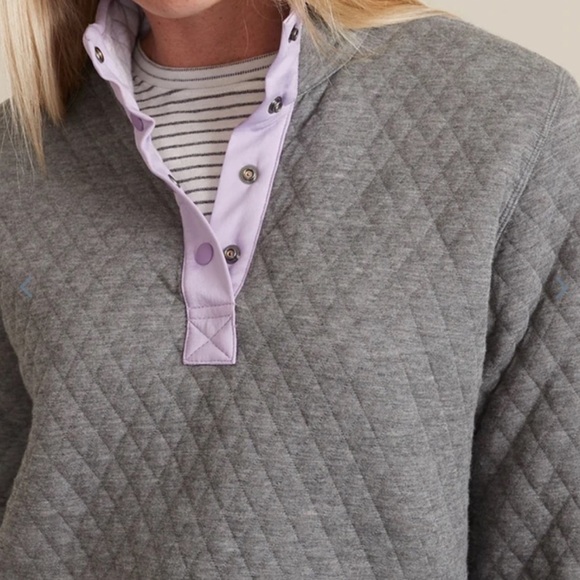 Marine Layer Corbet Reversible Pullover Sweatshirt Heather Gray / Lavender Small - Picture 2 of 7